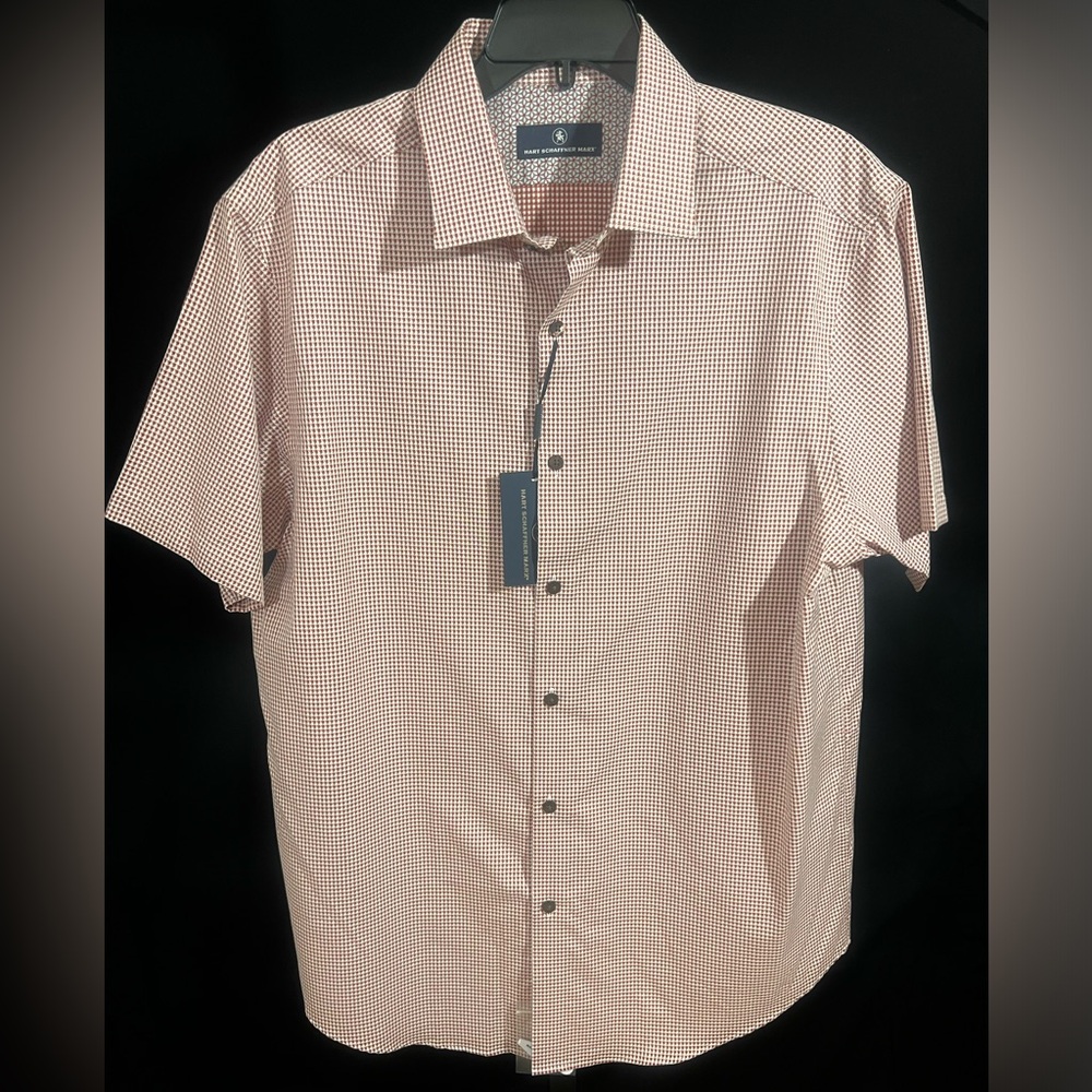 🔵 Hart Schaffner Marx mens large short sleeve button down shirt